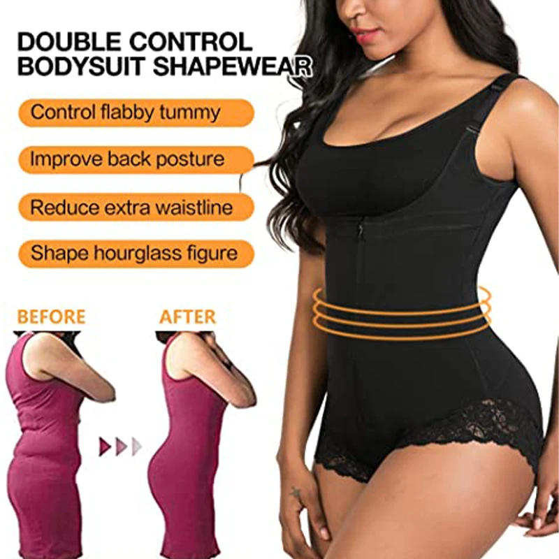 Wholesale 2021 Hourglass Zipper Tummy Control Colombianas Women Bodyshapers De Mujer Fajas Body Shaper Thong Shapewear Bodysuit