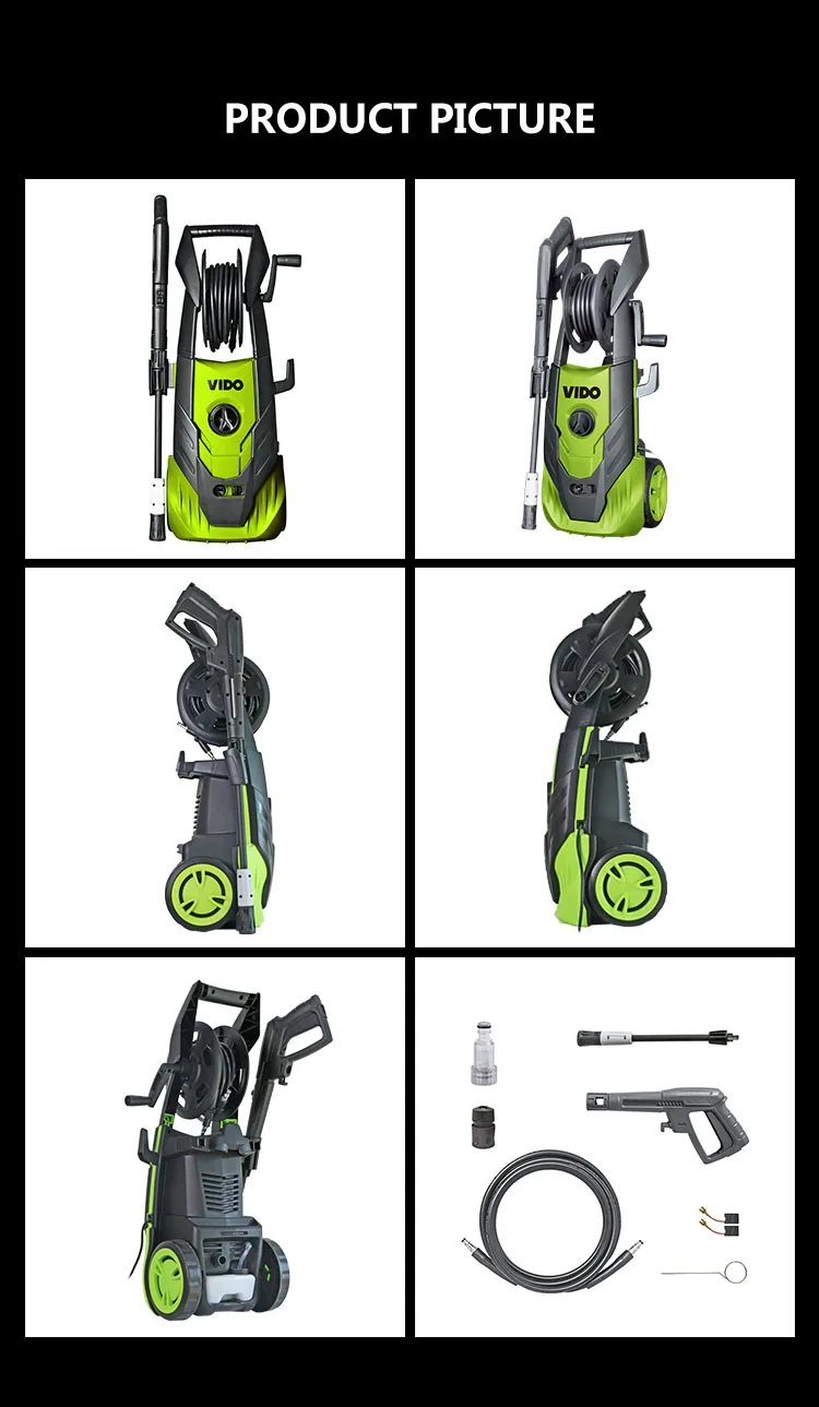 VIDO 2000w 220v 150bar bar professional electric nozzle power machine pump  high pressure car washer