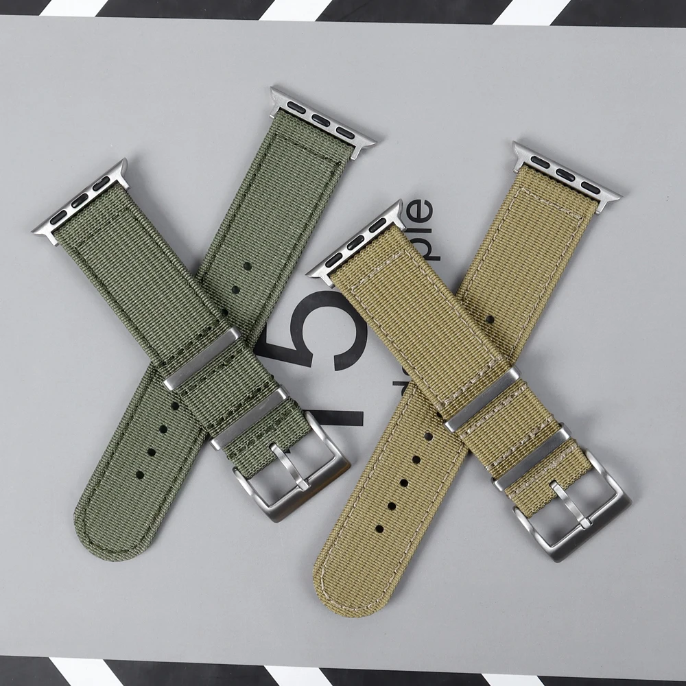 Smart Watch Strap 38 40 42 44mm Nylon Watch Strap Braid Ballistic Fabric Watch Band Ribbed Nylon Strap