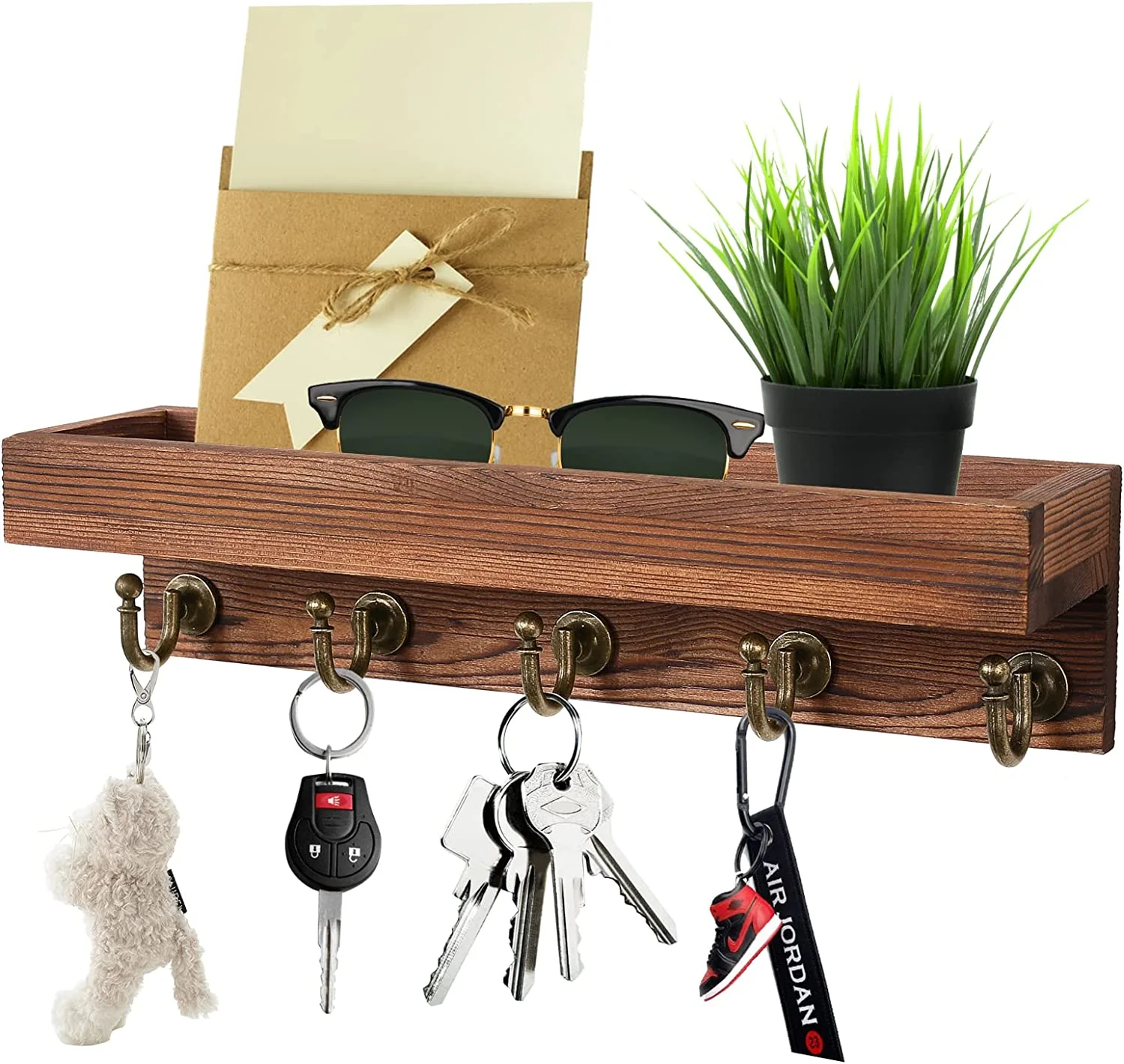 Настенный держатель для почты JUNJI органайзер настенный хранения с крючками ключей деревянная полка одежды