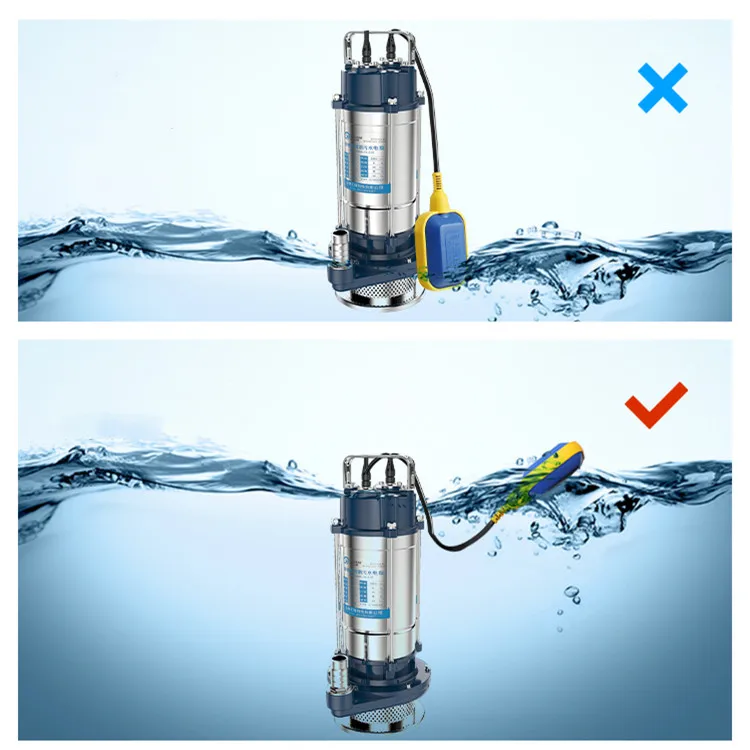 Qiwo bomba submersa QDX3-10-0.37 0.37kw stainless steel mini submersible clean water pump with float switch