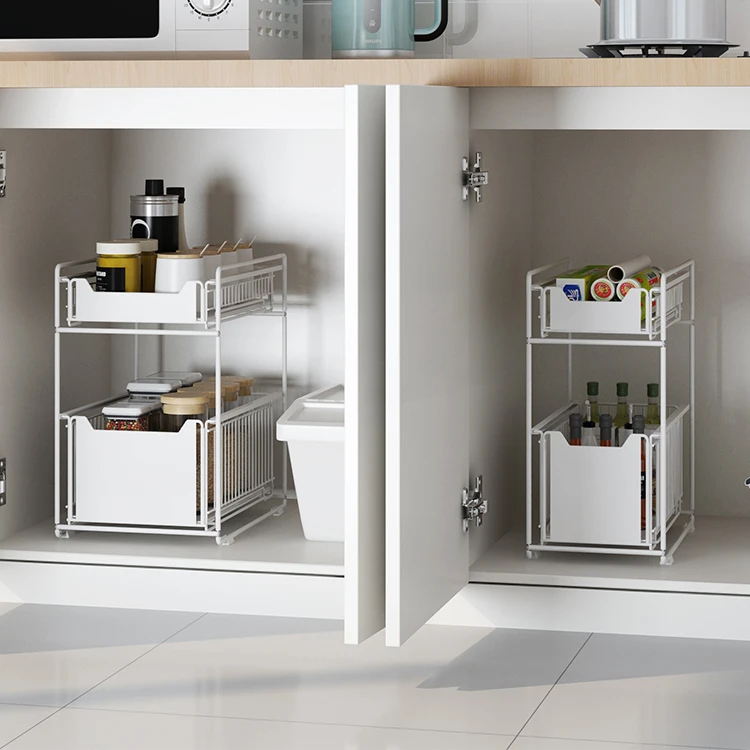 Factory Direct Sale Multifunctional Metal Carbon Steel Holders Kitchen Under Sink Storage Rack