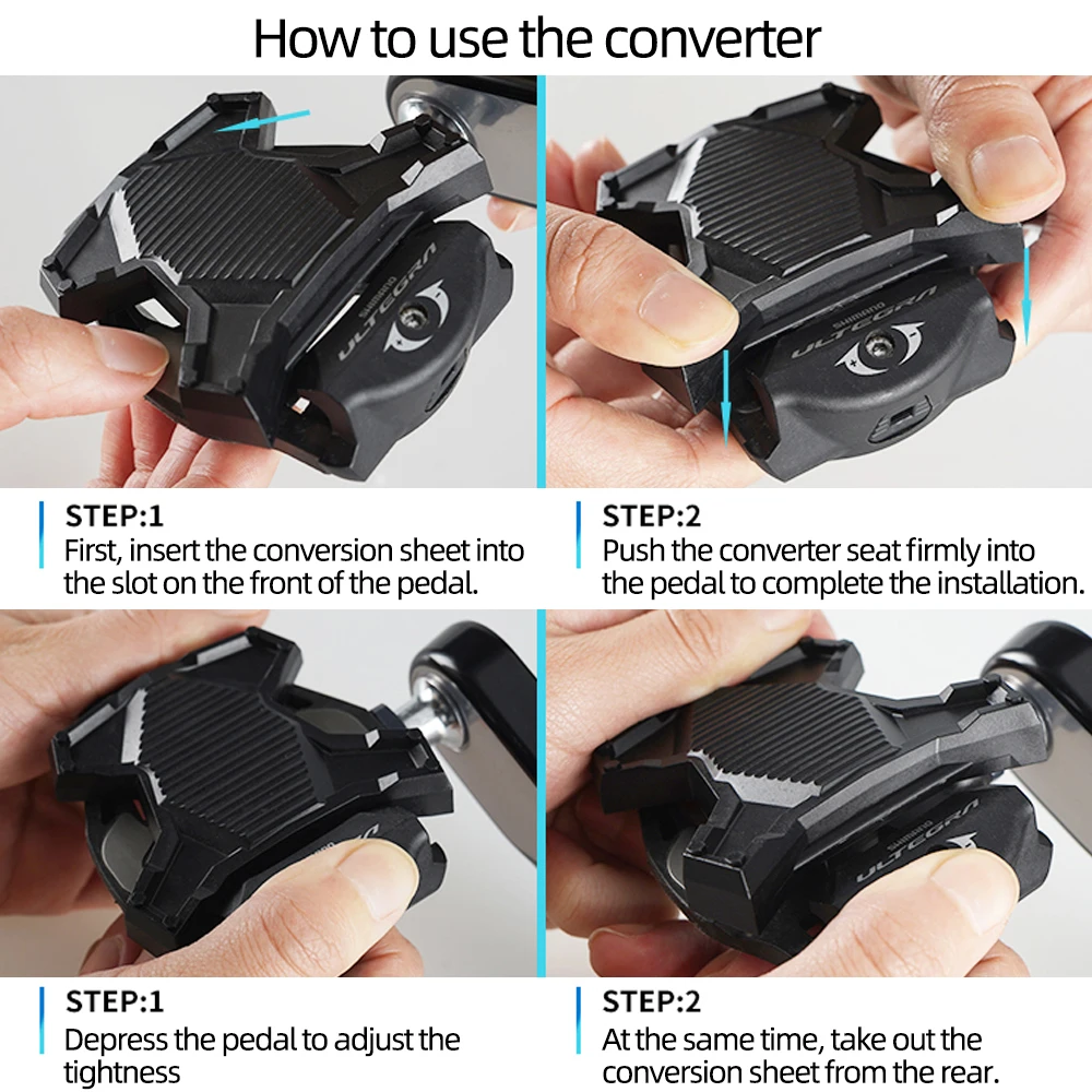 Bicycle Self-locking Clip Less Pedal Platform Adapter for Road Bike SPD and KEO System Cycling Pedal Cleat