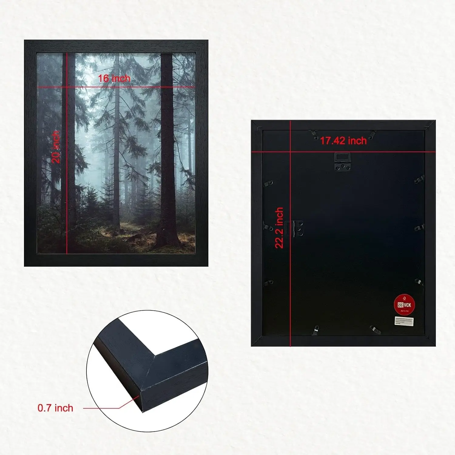 16x20 рамки для плакатов 3 упаковки черное дерево МДФ и полированное оргстекло ультрафиолетовая печать изображения в горизонтальной вертикальной