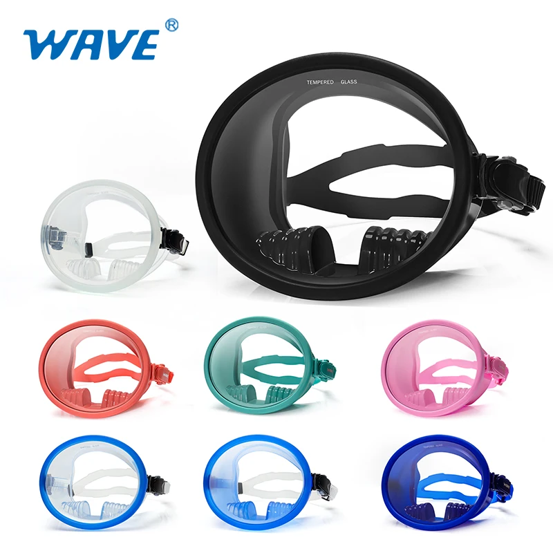 Guangzhou Vanguard Round uv anti fogging black freediving resistant resin lens funny scuba full face dive Oval diving mask