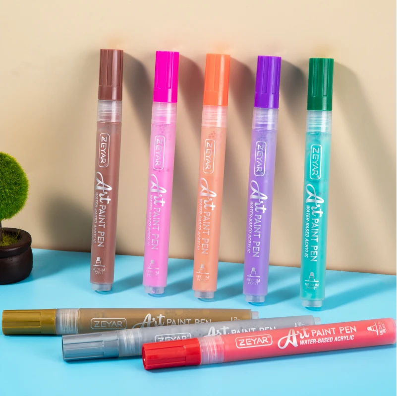 Customized ZEYAR Acrylic Paint Pens Water Based Ink Paint Marker for rock drawing and DIY Medium Point 64 Colors to choose