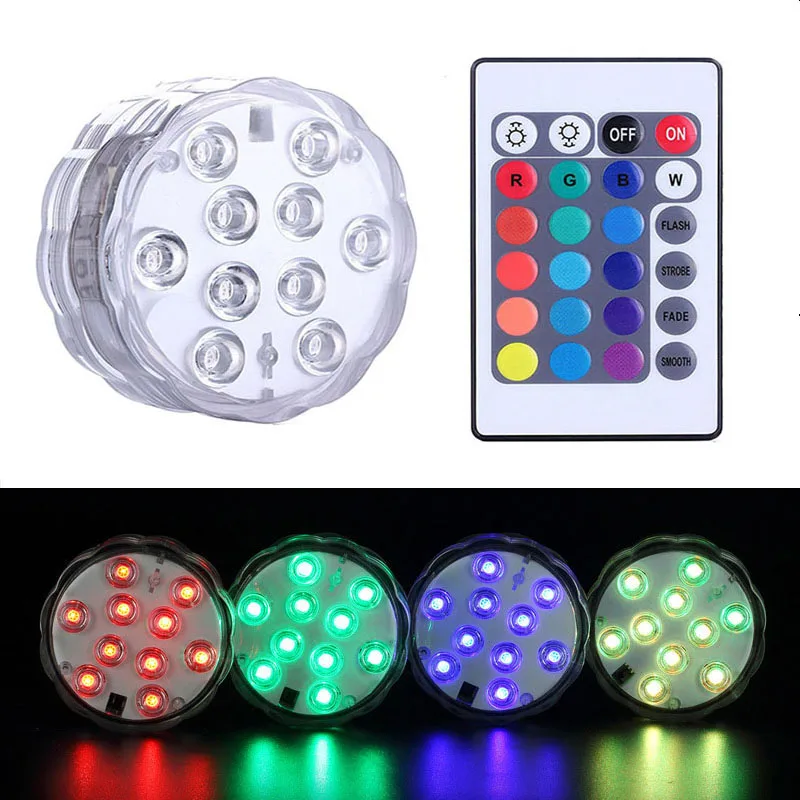  Водонепроницаемый RGB светодиодный светильник для аквариума с дистанционным управлением подводный ночник питанием от батарейки украшение