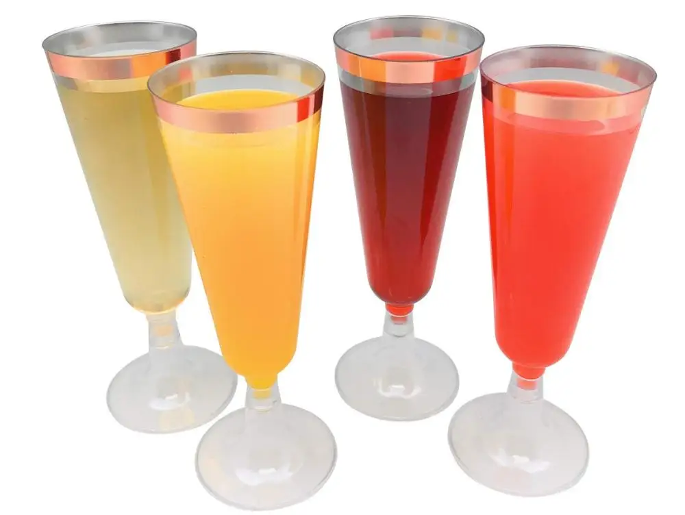 
70 pcs BPA Free Rose Gold Rimmed Plastic Champagne Cups 