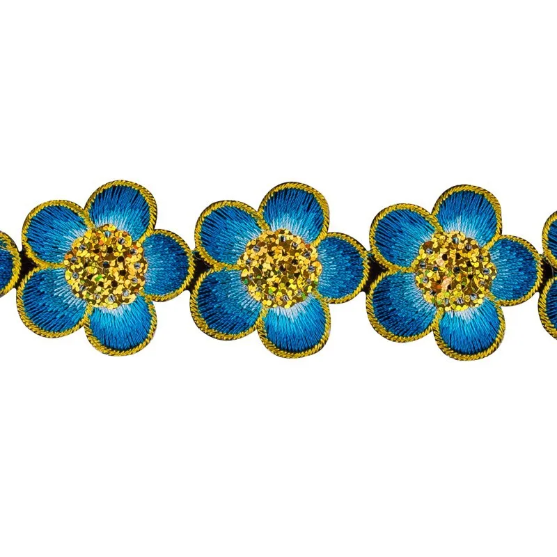 4cm wide diy garment costume lace material iron-on textile dress hat sewing ethnic flower embroidery sequined edge lace trims