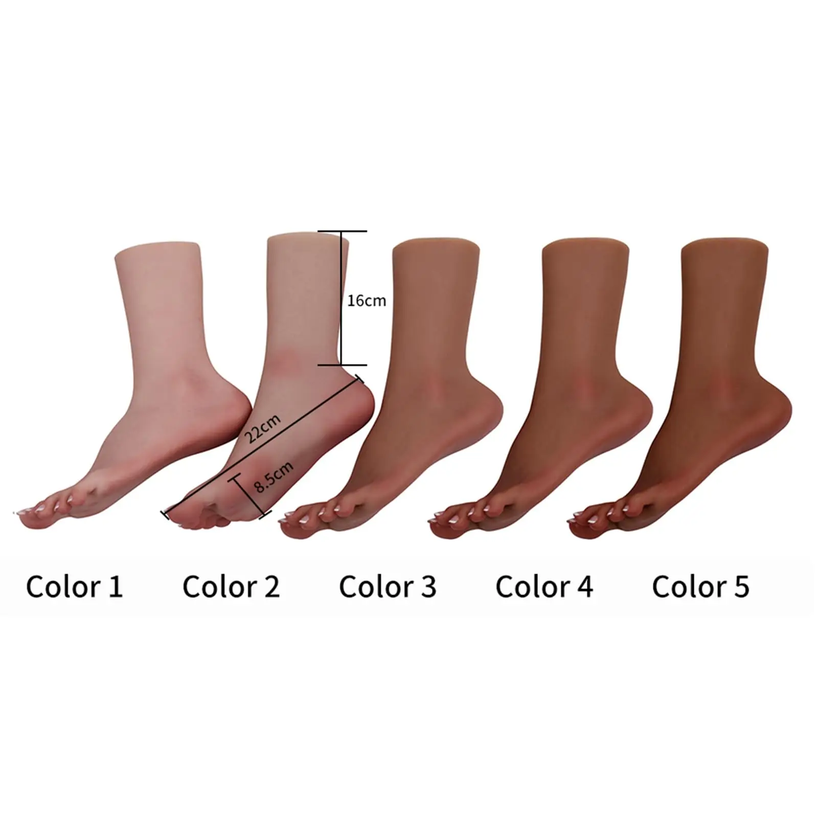 1:1 Female Foot Model 1 Pair Silicone Soft Wrinkles on Soles of Feet LifeSize Mannequin Feet Shoes Display Model
