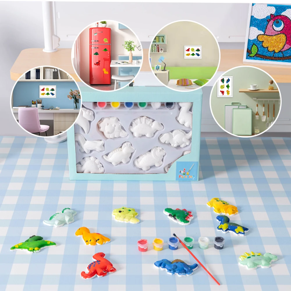 kids dinosaur plaster diy drawing plaster mold shapes dinosaurs painting painted set toys plaster dinosaur doodle toy for kids