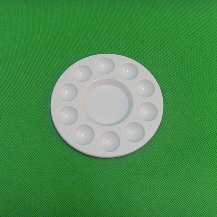 Оптовая продажа, художественные принадлежности, белая акриловая пластиковая масляная Акварельная Палитра 10 лунок, Палетка для рисования для студентов и художников