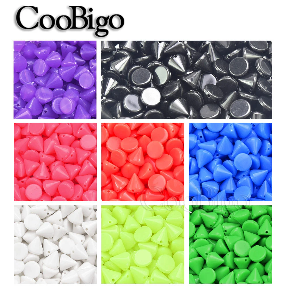 7,7*7,2 мм Пластиковые Красочные панковские шипы, заклепки, конусные бусины-гвоздики для браслетов, сумок, шляп, обуви, одежды, рукоделия, Швейные аксессуары