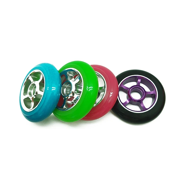 High quality scooter parts strong core wheels wholesale alloy 125mm 120mm 110mm PU scooter wheels scooter accessories