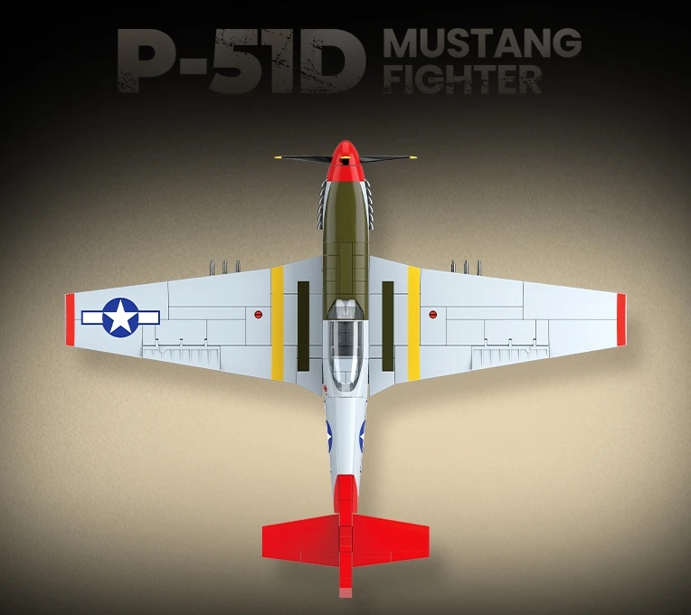WW2 P-51 Mustang Fighter Plane Building Block Set 580 -Pcs Military Set Air Force Series Plane Toy With Soldiers for Kids