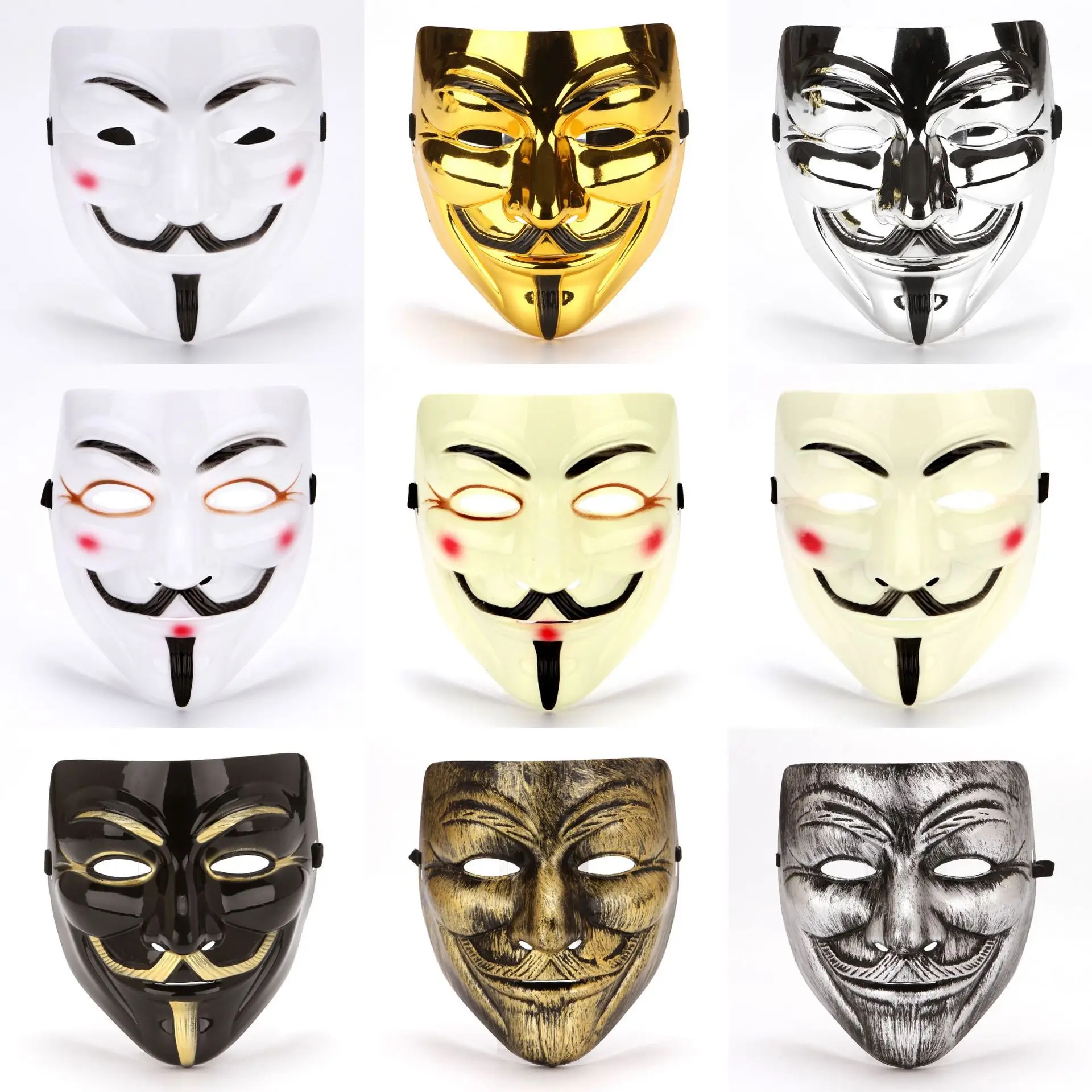 Factory Wholesale Cheap V for Vendetta Mask Anonymous Guy Fawkes Halloween Hacker Masks