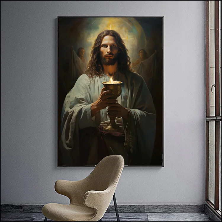 Jesus Figure Portrait Paintings on Canvas Art murals Modern Religion Arts Crystal LED diamond paintings