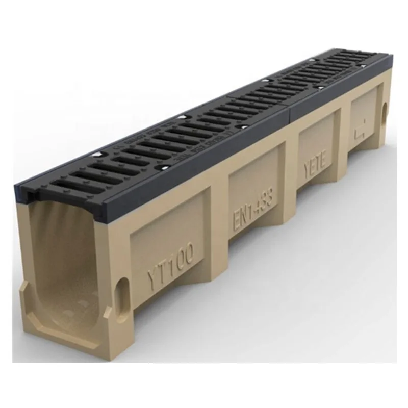
Polymer Concrete Linear Drain Trench Rainwater Drain with Metal Grate  (1600218934512)