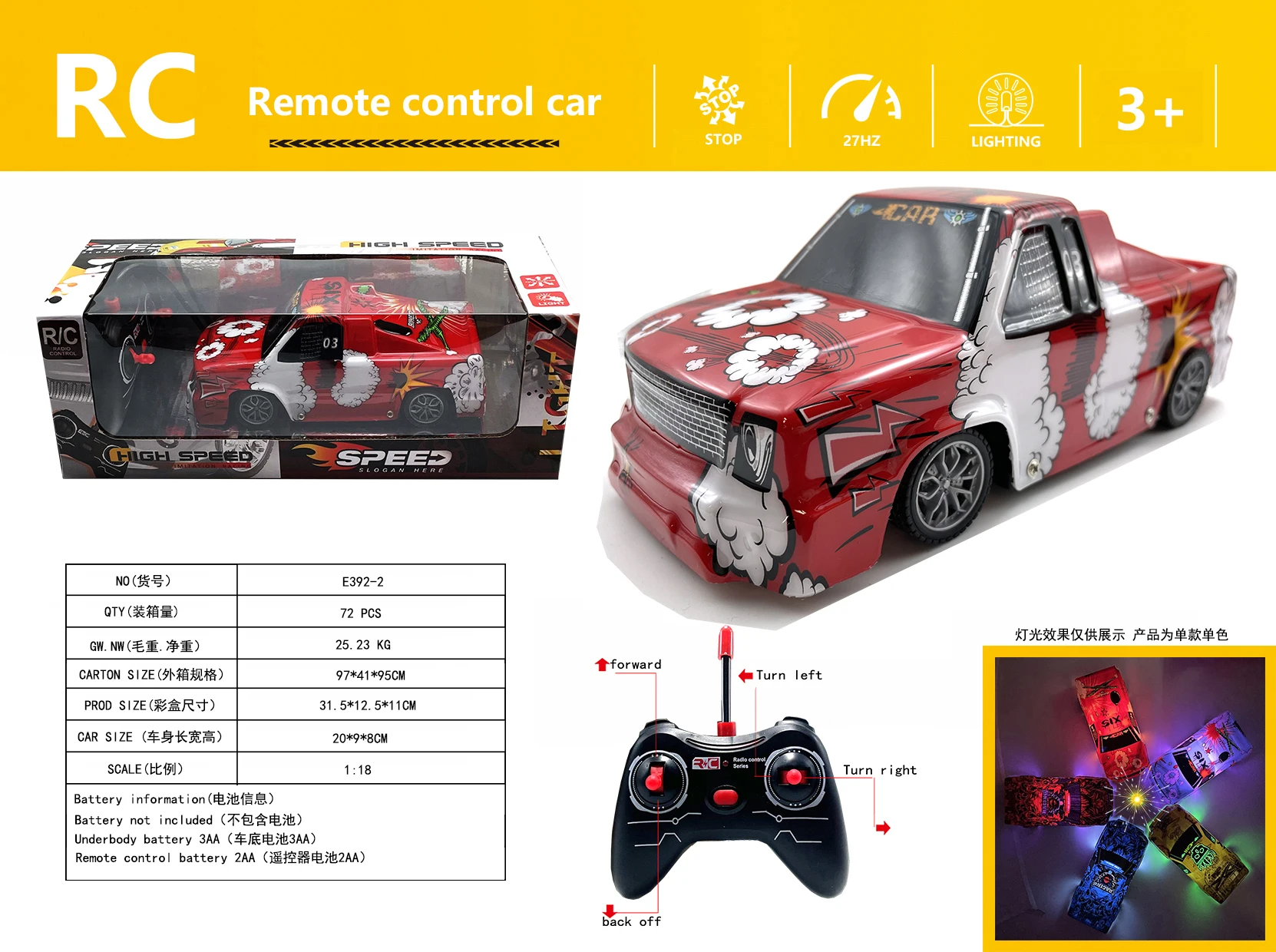 Remote Control Car Simulation Car Hobby Model 1:18 Scale 4WD Pickup Truck Off-road  Car Remote Controller