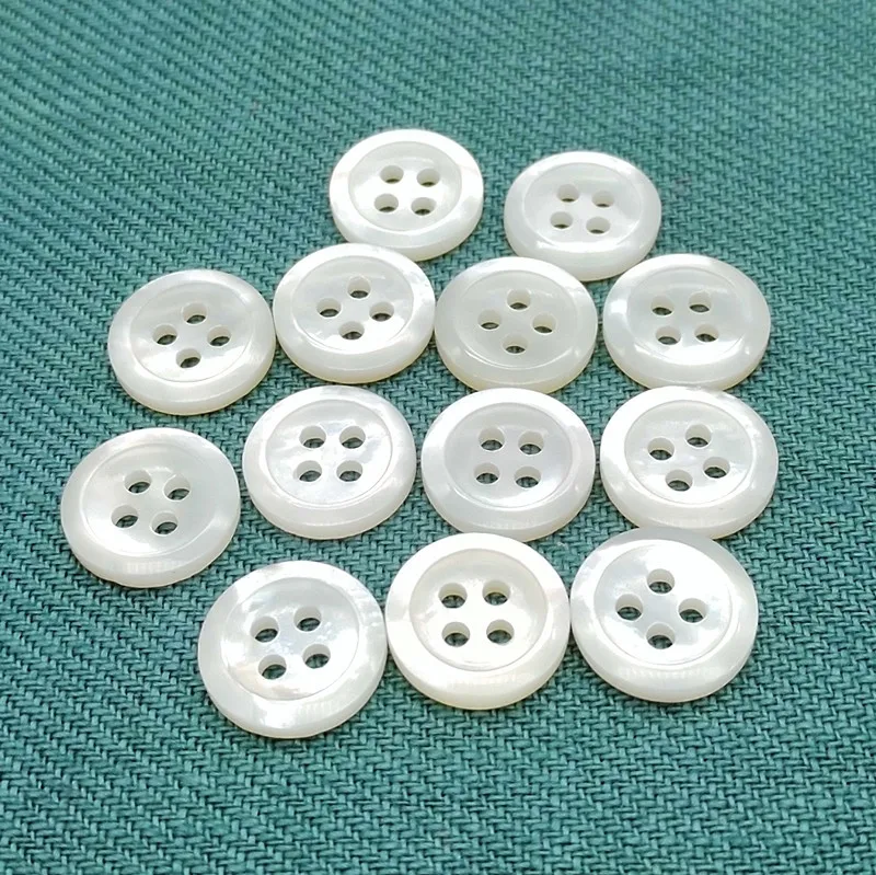 18L 4 holes white mother of pearl shell button 1.9mm-2.0mm thickness, natural real MOP shell button for shirt