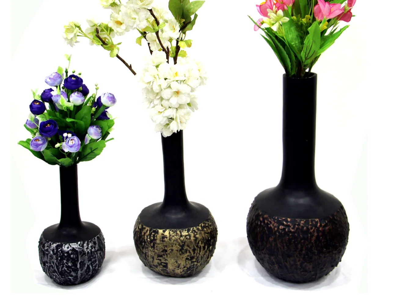 Набор металлических цветочных ваз из 2 предметов настольные цветочные вазы черного и медного цвета домашний декор