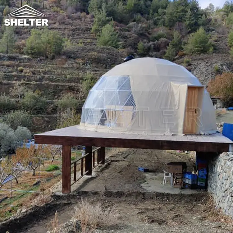 Luxury Resort Hotel Dome House 6m 7m 8m Geodesic Dome Tent Glamping Tent With Bathroom