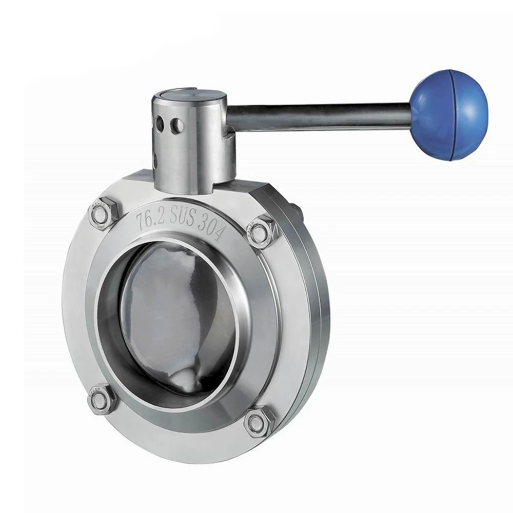 304 316 Stainless steel food grade tc ferrule end type manual tri clover clamp sanitary butterfly valve