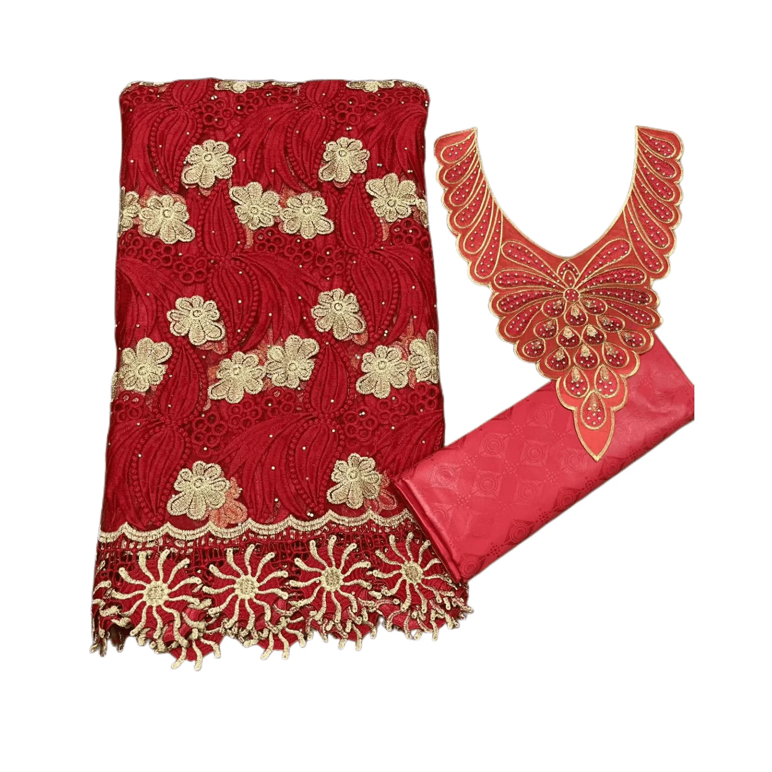 2.5 Y Cord Lace Fabric +2.5 Y Bazin Brode Riche Tulle Guipure Lace Collar Popular Dubai Style Embroidery African Lace