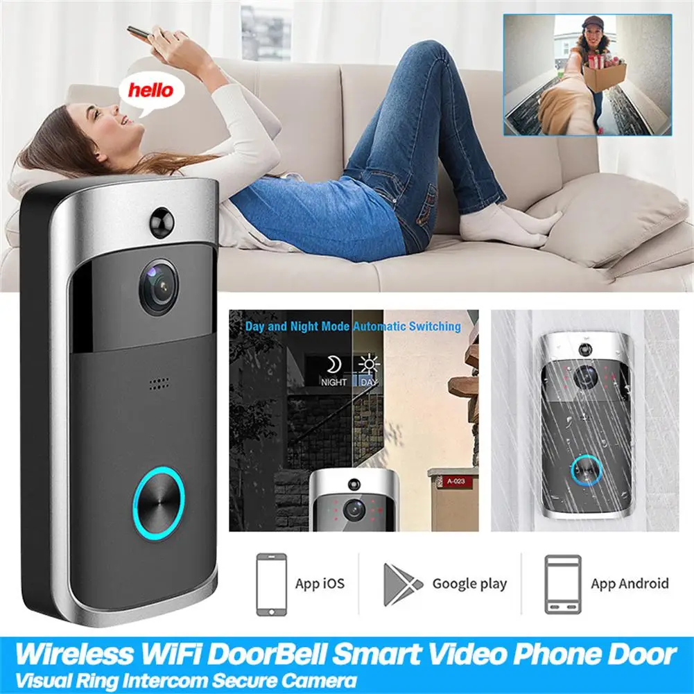 JW159 V5 Video Doorbell Smart Wireless WiFi Security Door Bell Camera Visual Recording Monitor Night Vision Intercom Door Phone