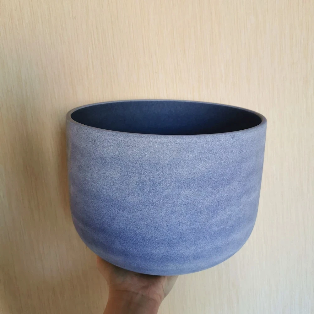 KVKA 440hz F Note Gemstone Fusion Frosted Quartz Crystal Singing Bowl 10 inch Heart Chakra