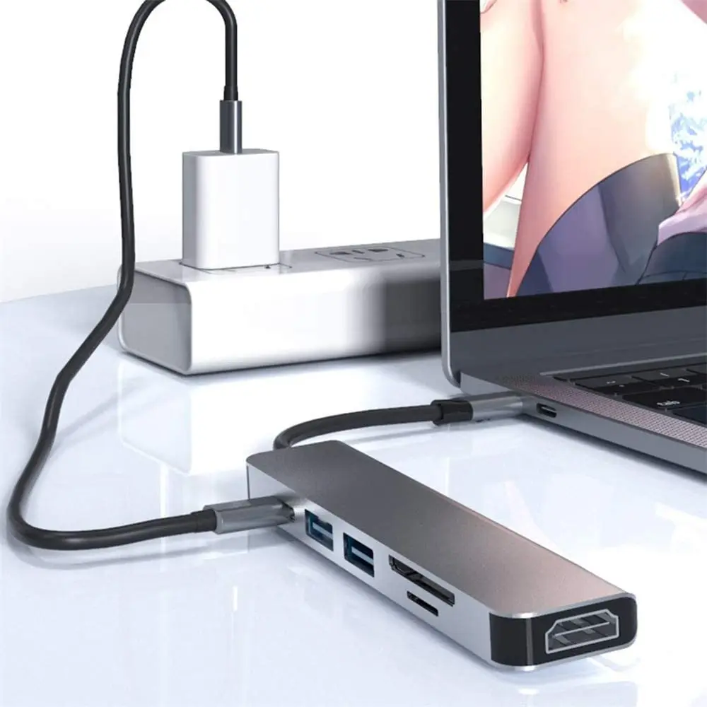  USB-концентратор 6 в 1 Type C адаптер 3 0 4K устройство для чтения