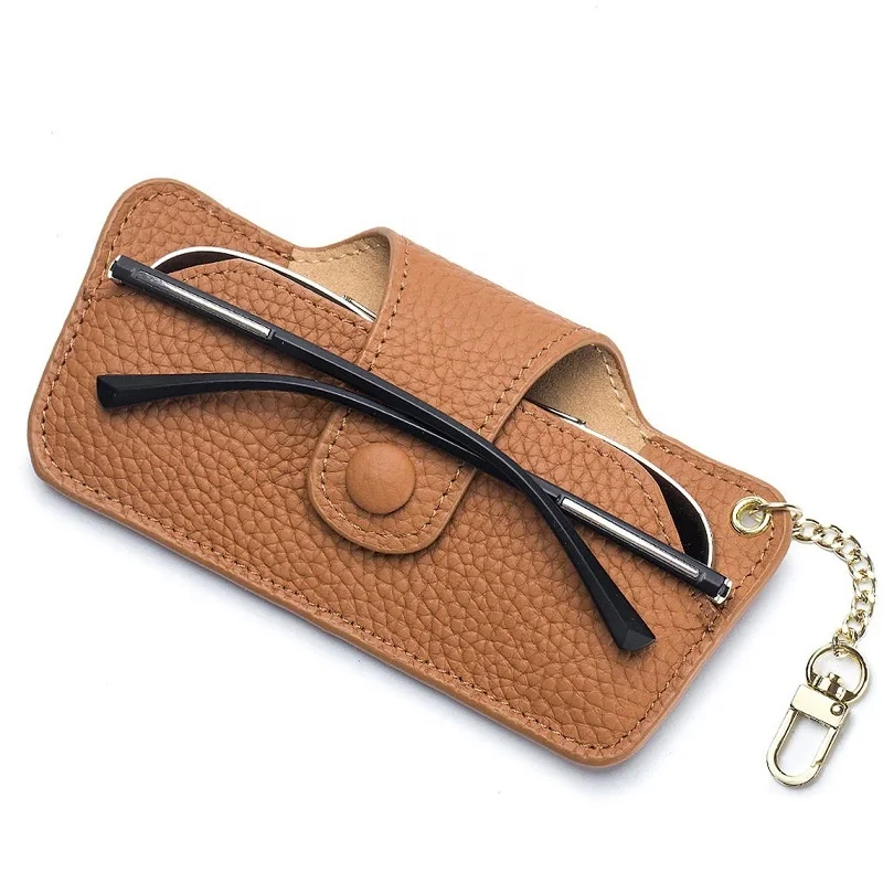 Чехол-органайзер для очков из натуральной кожи с цепочкой ключей