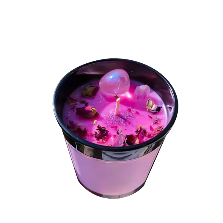 Wholesale affordable rose candle jar soy wax candle for home scents crystal unique scented candle