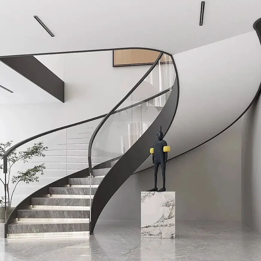 Foshan hotel villa travertine porcelain marble non slip staircase stairs ceramic marble and tiles step design made in china