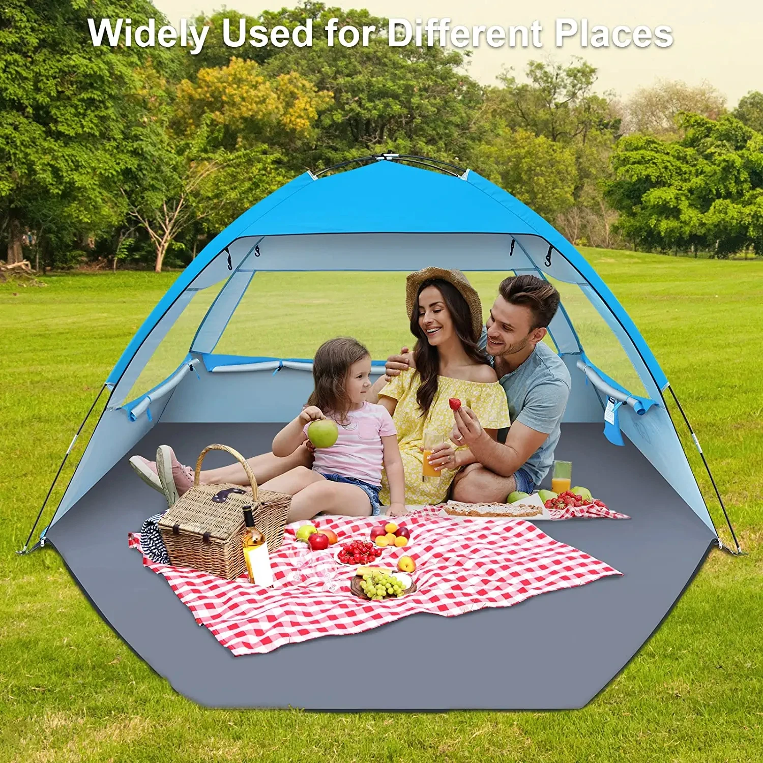 NPOT Beach Tent with UPF 50+ UV Protection Portable Beach Tents Sun Shelter Canopy Lightweight & Easy Setup for 3-4/5-6person