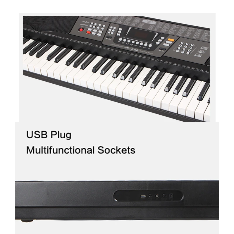 Оптовая цена, высокое качество, светодиодный экран, 128 тембров/ритм, 61 клавиша, электронная клавиатура для пианино, регулируемая клавиатура для пианино
