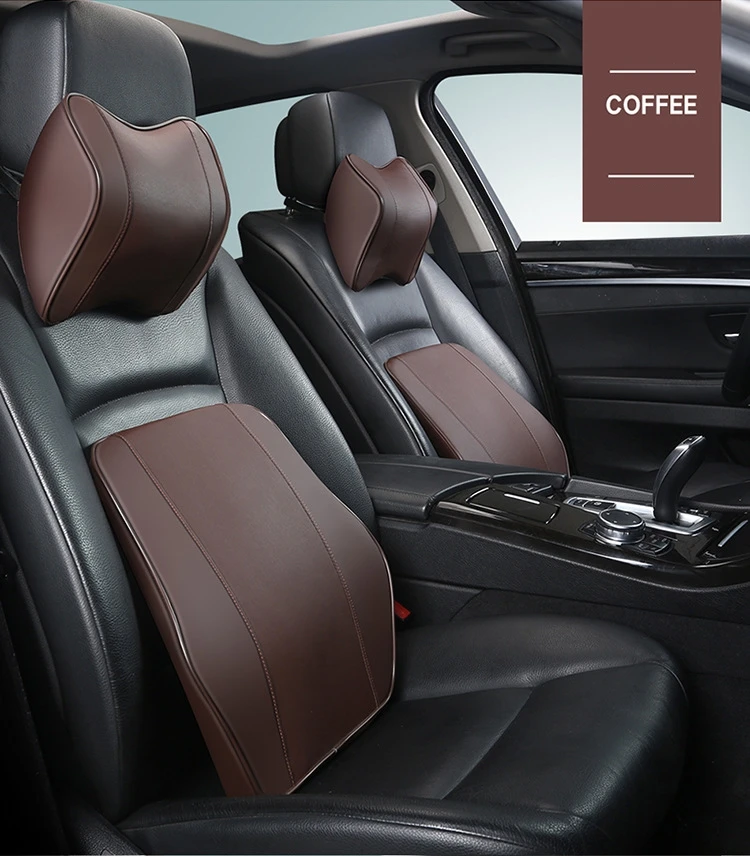 Поддерживающая Подушка для спины автомобильного сиденья, подушка для шеи, подушка с эффектом памяти, хлопковая, волокнистая, кожаная, поддержка поясницы, автомобильная дорожная подушка, поясная подушка для автомобиля