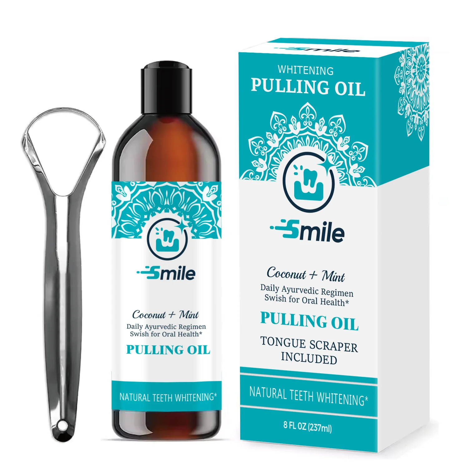 Wholesale Alcohol Free Mouthwash for Fresh Breath Coconut Peppermint Oil Pulling 8 Fl.Oz