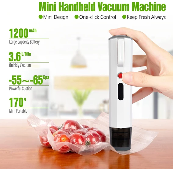 Best seller 5V USB Cordless Jar Bag Food Saver Pack Electric Plastic Portable Handheld Mini Commercial Vacuum Sealer For Grocery