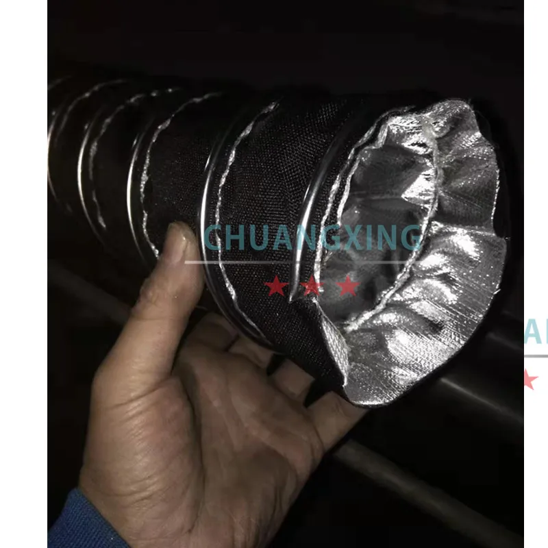 
Professional supplynig High Temperature Resistant Fiberglass Fabric Flexible exhaust Spiral Duct 