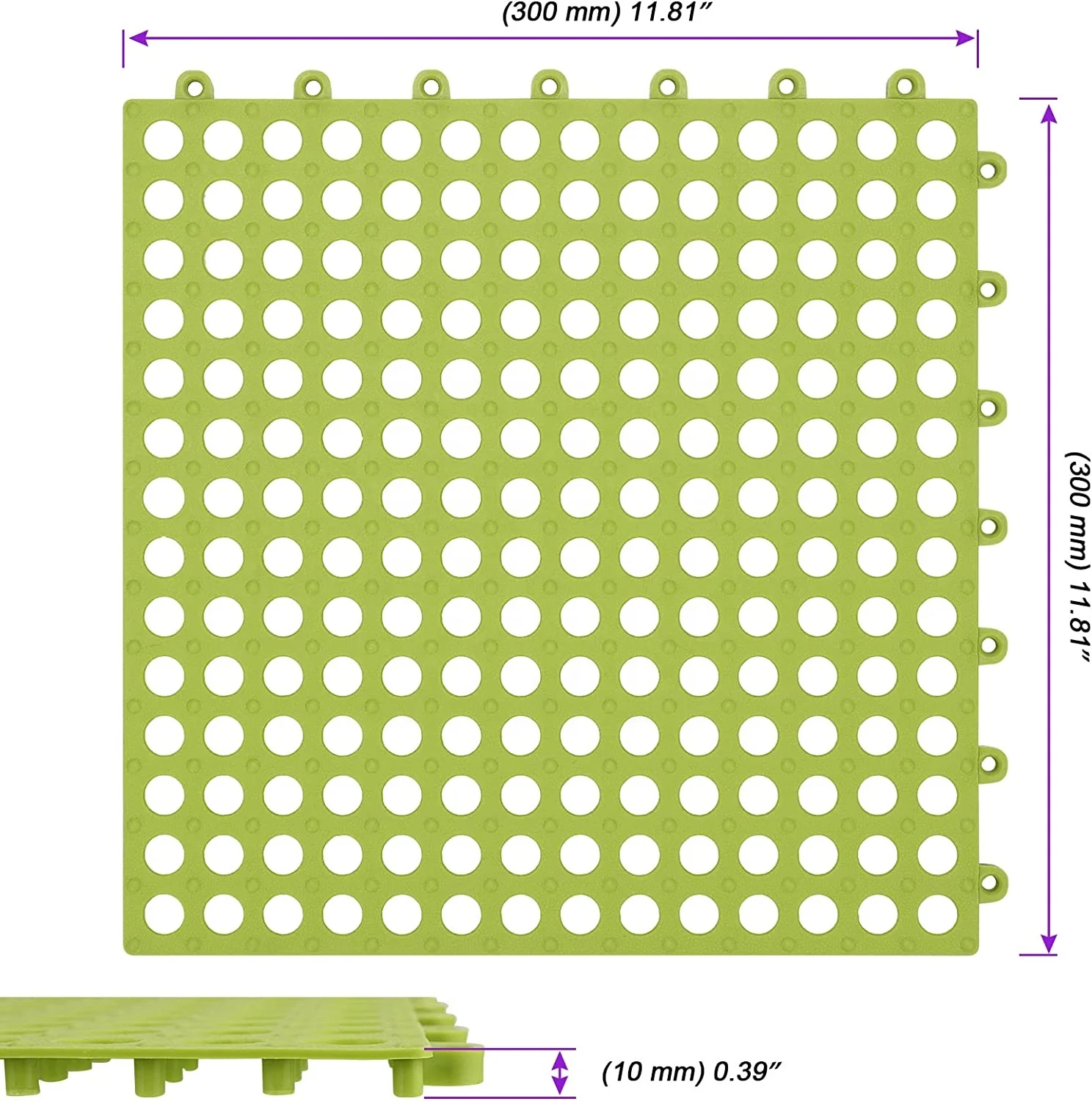 Modular Removable Interlocking Rubber Floor Tiles With Drain Holes Non-Slip Garage Floor Tile for Bathroom Swimming Pool
