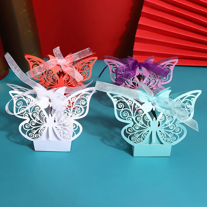 Exquisite Multi Colors Hollow Butterfly Gift Boxes Butterfly Candy Box For Birthday Party Supplies