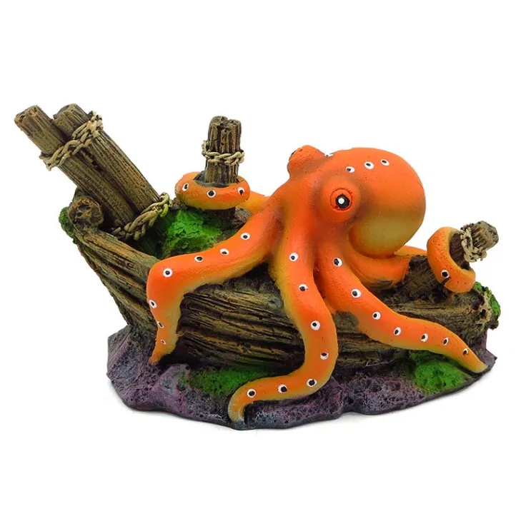 Wholesale custom Resin Fish Tank Decoration Stretch Octopus Crafts Aquariums decor
