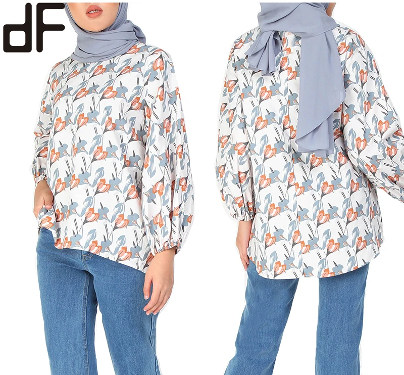 Модная женская одежда Day Look Baju Kurung Indonesia индивидуальная мусульманская блузка розовая Цветочная