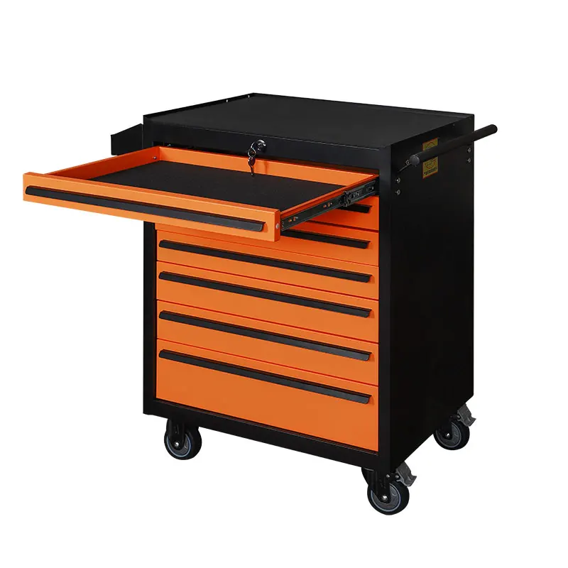 Workshop garage metal tool trolley/ tool cart with handle and wheels 7 drawers tool cabinet chest
