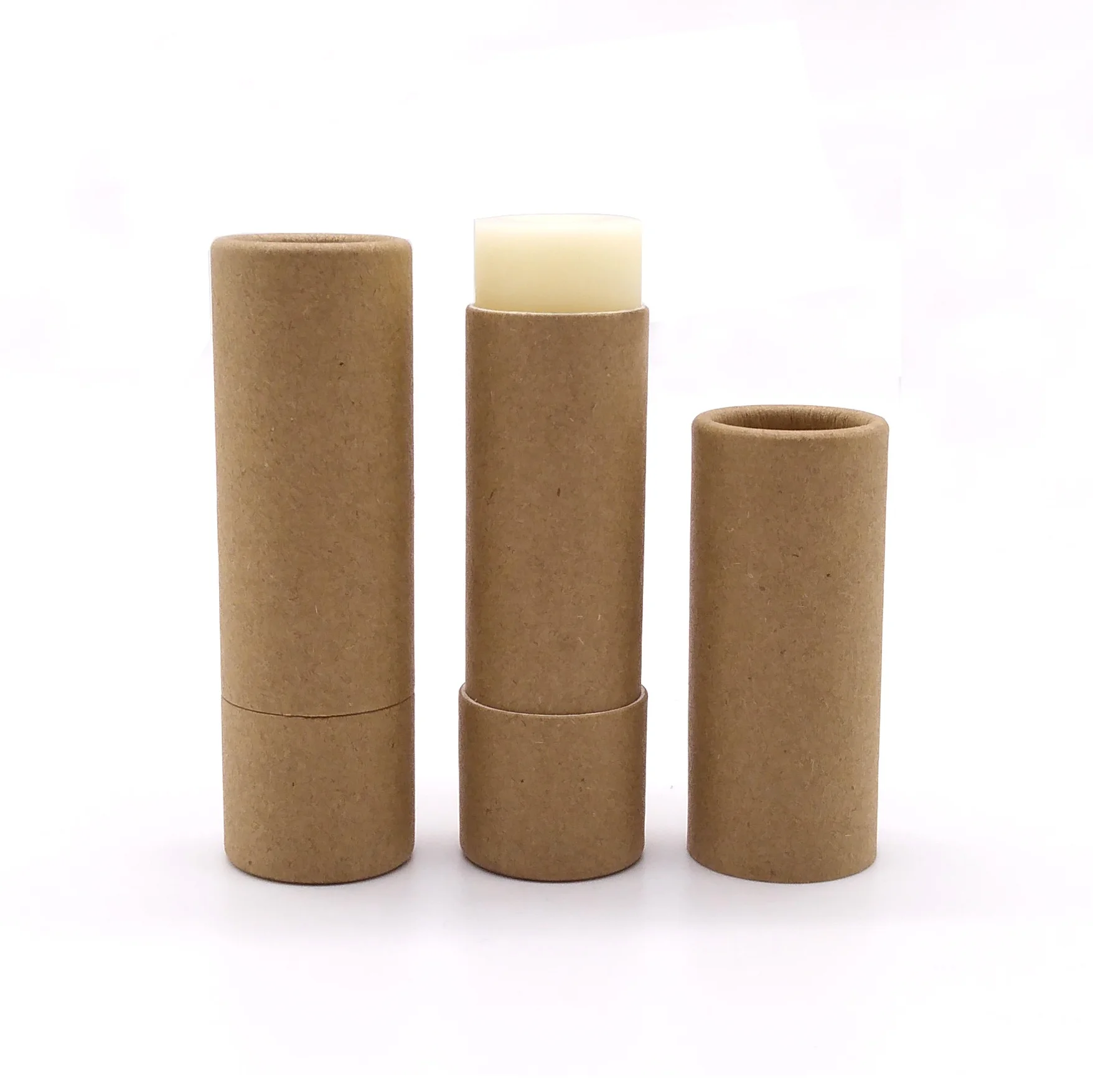 
100% Plastic Free Eco Friendly Cardboard Containers Push Up Kraft Paper Tubes For Cosmetic Lip Balm Deodorant Stick 