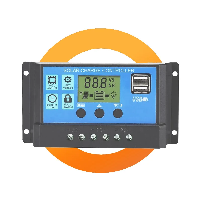12V 24V Solar PV Charge Controller 30A 20A 10A with LCD display and double USB PWM Solar PV Regulators Battery Chargers 30Amps
