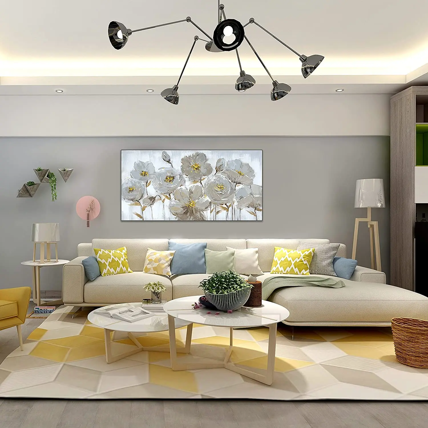 Handmade White Flower Oil Painting Adorns Bedroom Wall Painting Art Picture Abstract Oil Painting