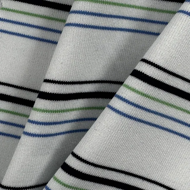 Premium Pima Cotton Polyester Spandex Yarn Dye Stripe Jersey Fabric For Polo Shirt