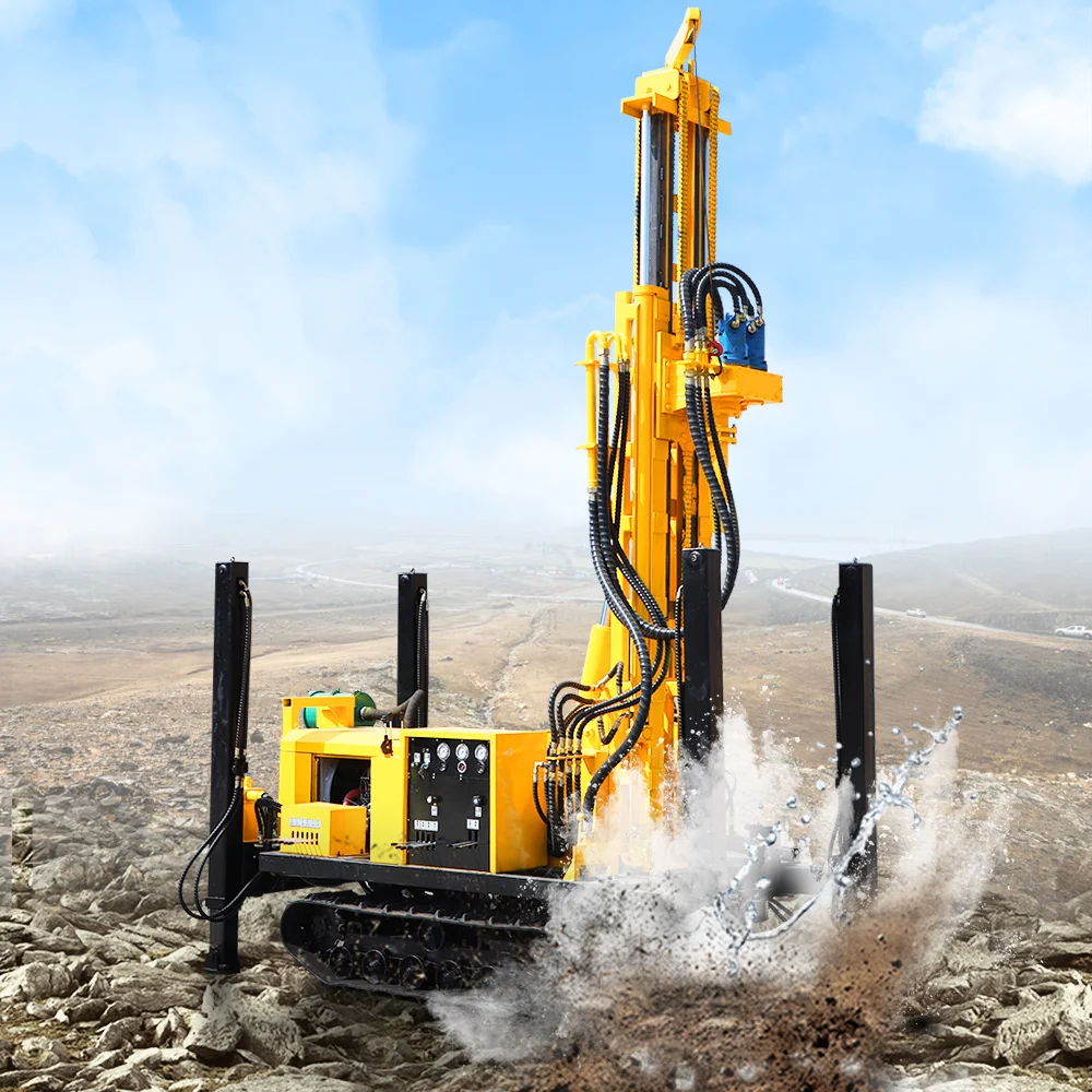 High quality Multifunctional crawler borehole artesian wells 200m water well drilling rig machine